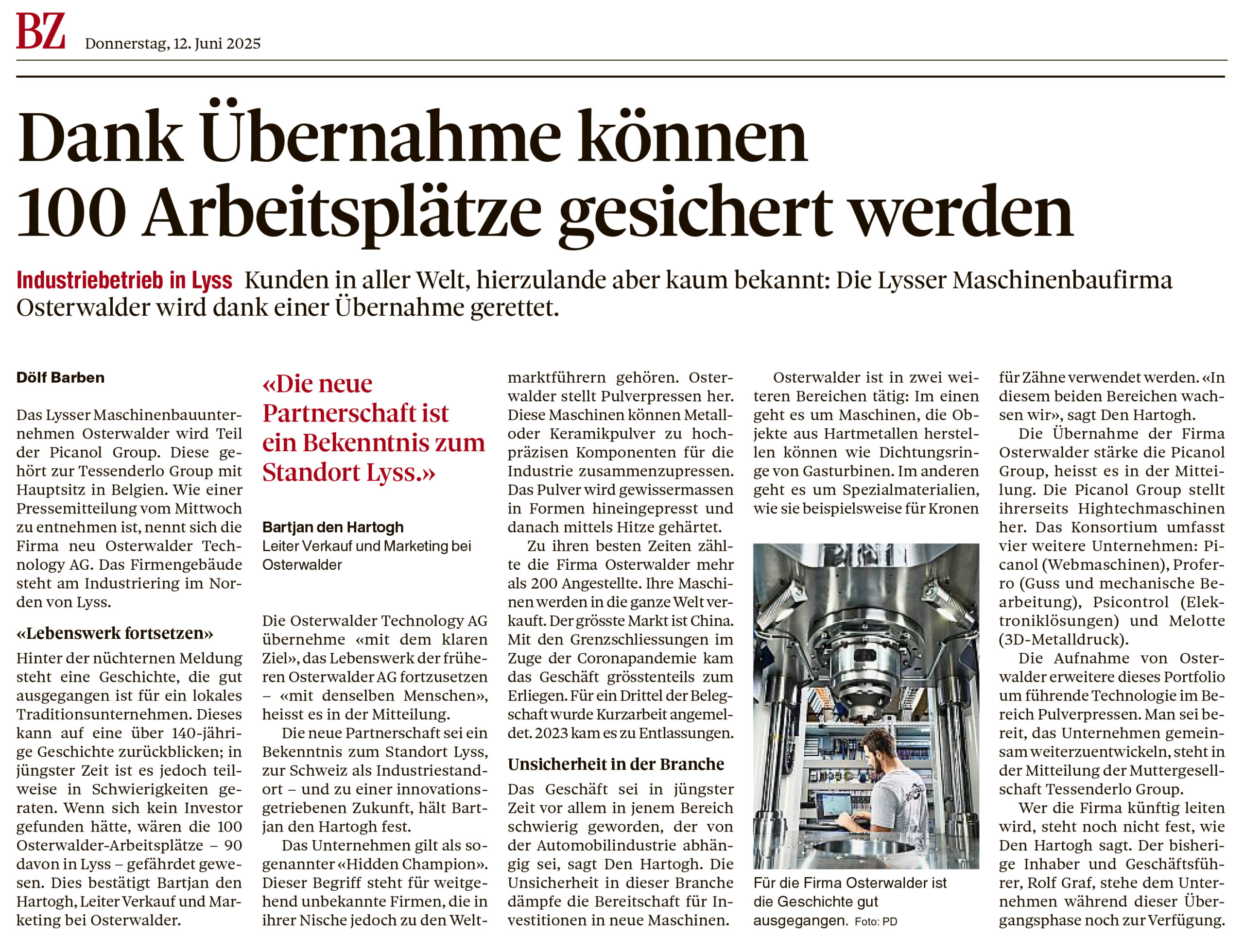 Lesen Sie mehr über den Artikel Oster­wal­der Tech­no­logy&nbsp;AG